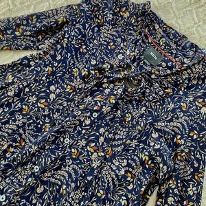 Maeve Blue Whimsy Fairy Tie Neck Anthropologie‎ Small Shirt Blouse Floral